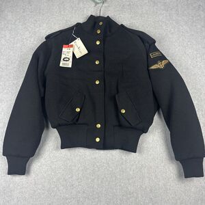 Vintage Ralph Lauren Jacket Mens S Black Snap Zip U.S. Navy Bomber Wool NWT Rare